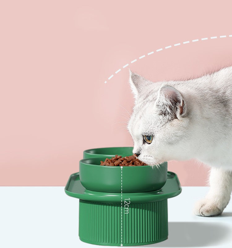 KFX-1934525 Ceramic Double Bowl for Cats and Dogs - Removable, Easy to Clean, Safe and Durable Design