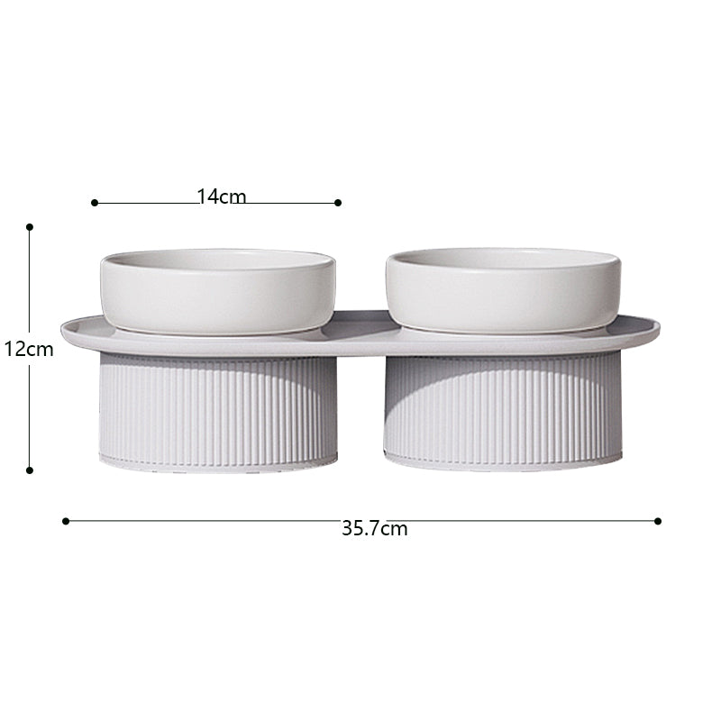 KFX-1934525 Ceramic Double Bowl for Cats and Dogs - Removable, Easy to Clean, Safe and Durable Design