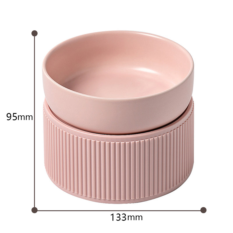 KFX-1934525 Ceramic Double Bowl for Cats and Dogs - Removable, Easy to Clean, Safe and Durable Design