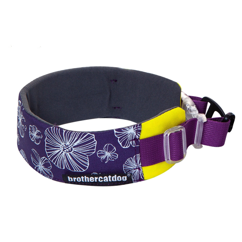 KFX-1936317 Adjustable Floral Pet Collar and Lead Rope Set - Wine Red, Barbie Pink, Grape Purple