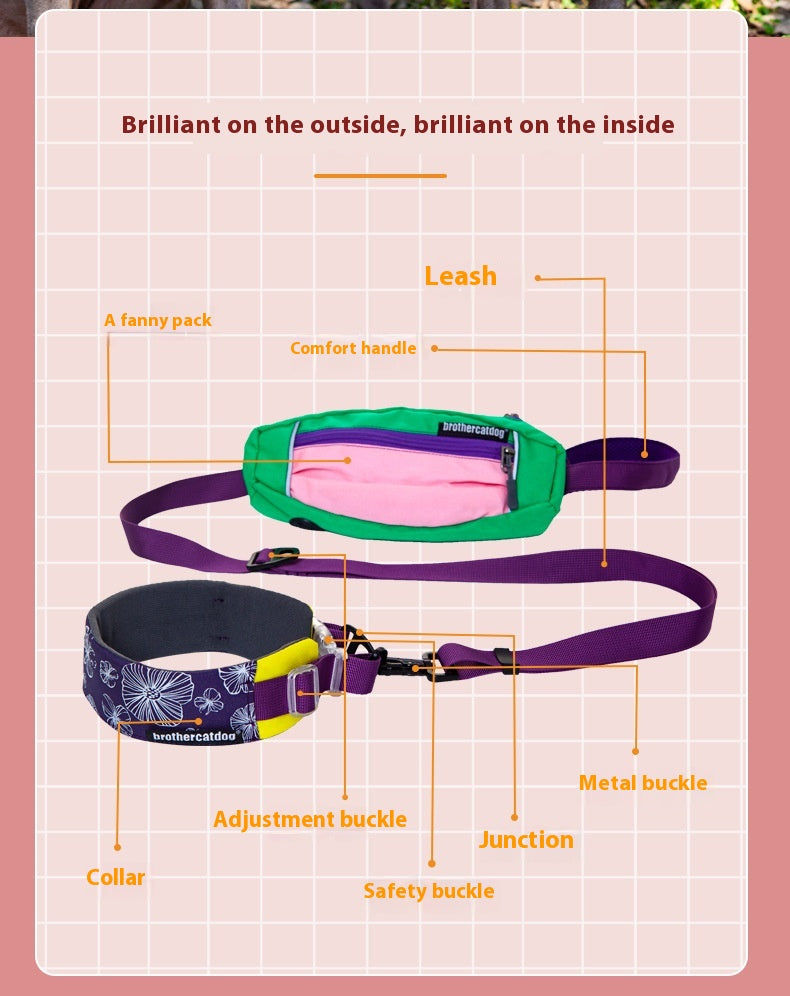KFX-1936317 Adjustable Floral Pet Collar and Lead Rope Set - Wine Red, Barbie Pink, Grape Purple
