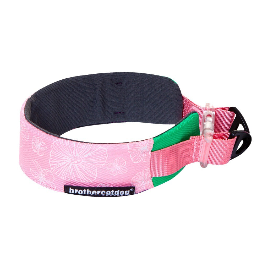 KFX-1936317 Adjustable Floral Pet Collar and Lead Rope Set - Wine Red, Barbie Pink, Grape Purple