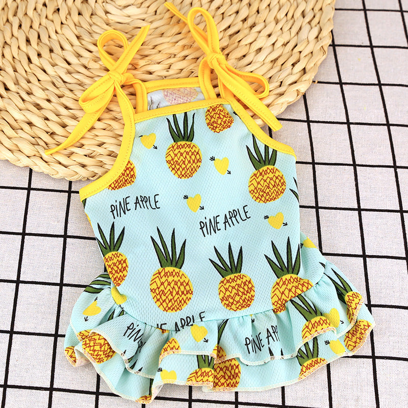 KFX-1936701 Fruit Pattern Mesh Skirt Vest for Pets - Available in Pineapple, Banana, Strawberry