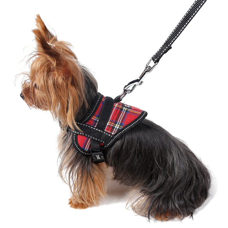 KFX-1937597 Reflective Dog Chest Harness with Leash for Small Breeds