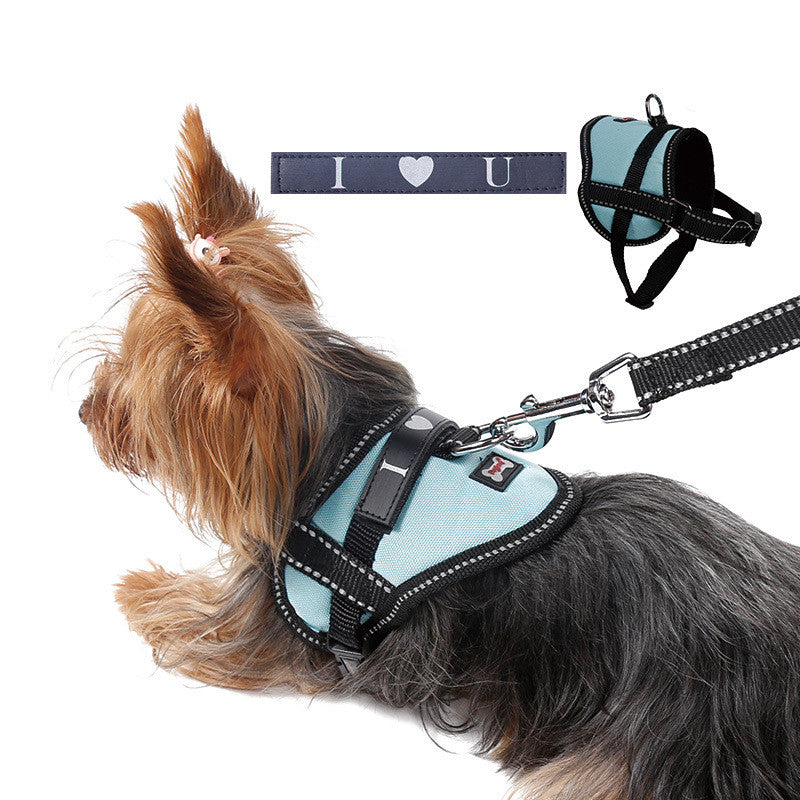 KFX-1937597 Reflective Dog Chest Harness with Leash for Small Breeds