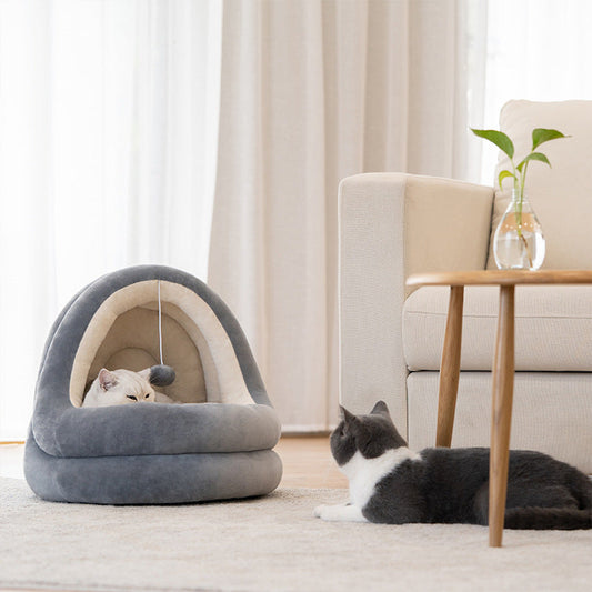 KFX-1938365 Cozy Crystal Velvet Cat and Small Dog Bed with Removable Mattress