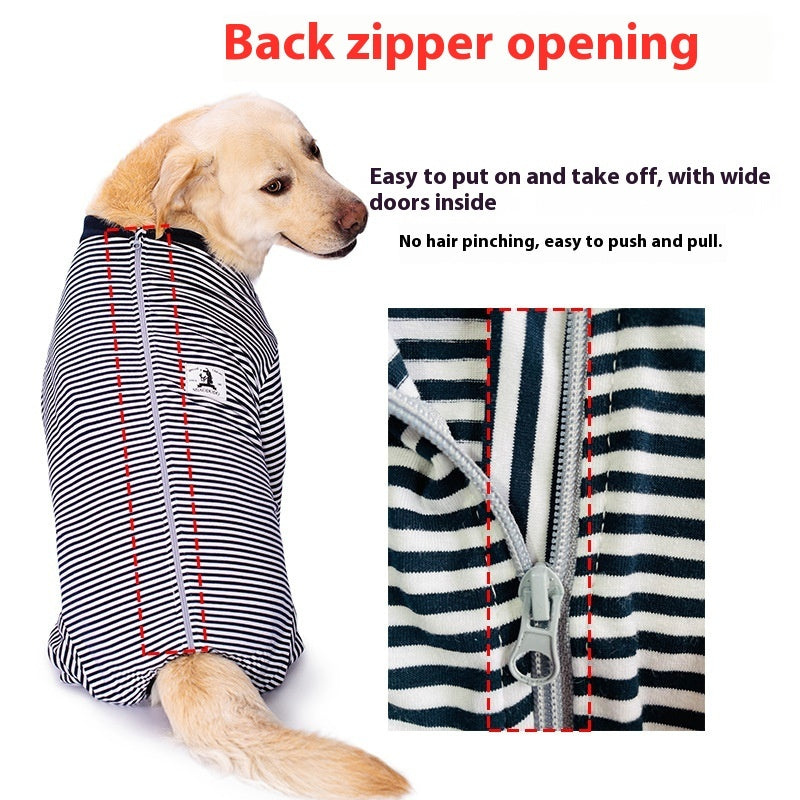 KFX-1938877 Striped Thin Dog Shirt for Golden Retrievers and Labradors in Sky Blue and Dark Blue, Various Sizes Available