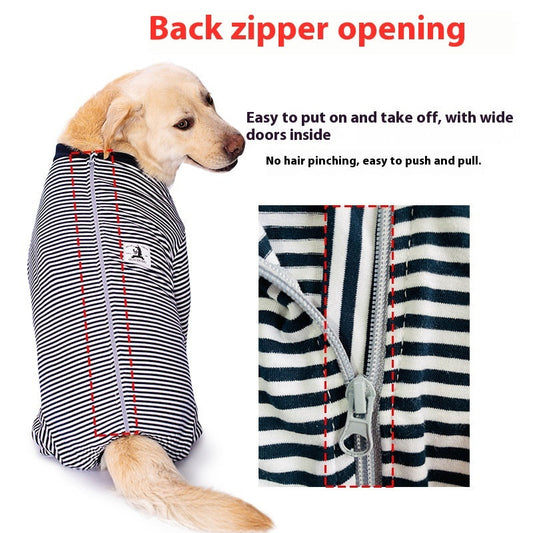 KFX-1938877 Striped Thin Dog Shirt for Golden Retrievers and Labradors in Sky Blue and Dark Blue, Various Sizes Available