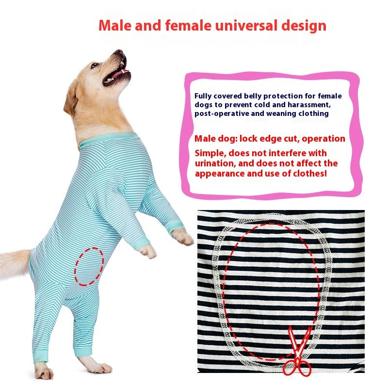 KFX-1938877 Striped Thin Dog Shirt for Golden Retrievers and Labradors in Sky Blue and Dark Blue, Various Sizes Available