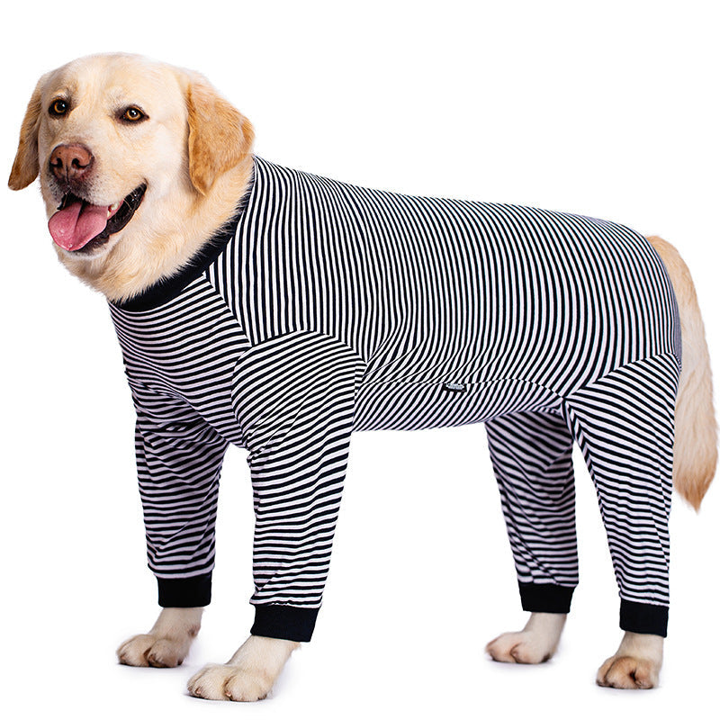 KFX-1938877 Striped Thin Dog Shirt for Golden Retrievers and Labradors in Sky Blue and Dark Blue, Various Sizes Available