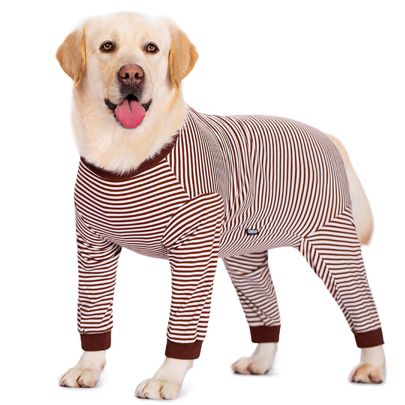 KFX-1938877 Striped Thin Dog Shirt for Golden Retrievers and Labradors in Sky Blue and Dark Blue, Various Sizes Available