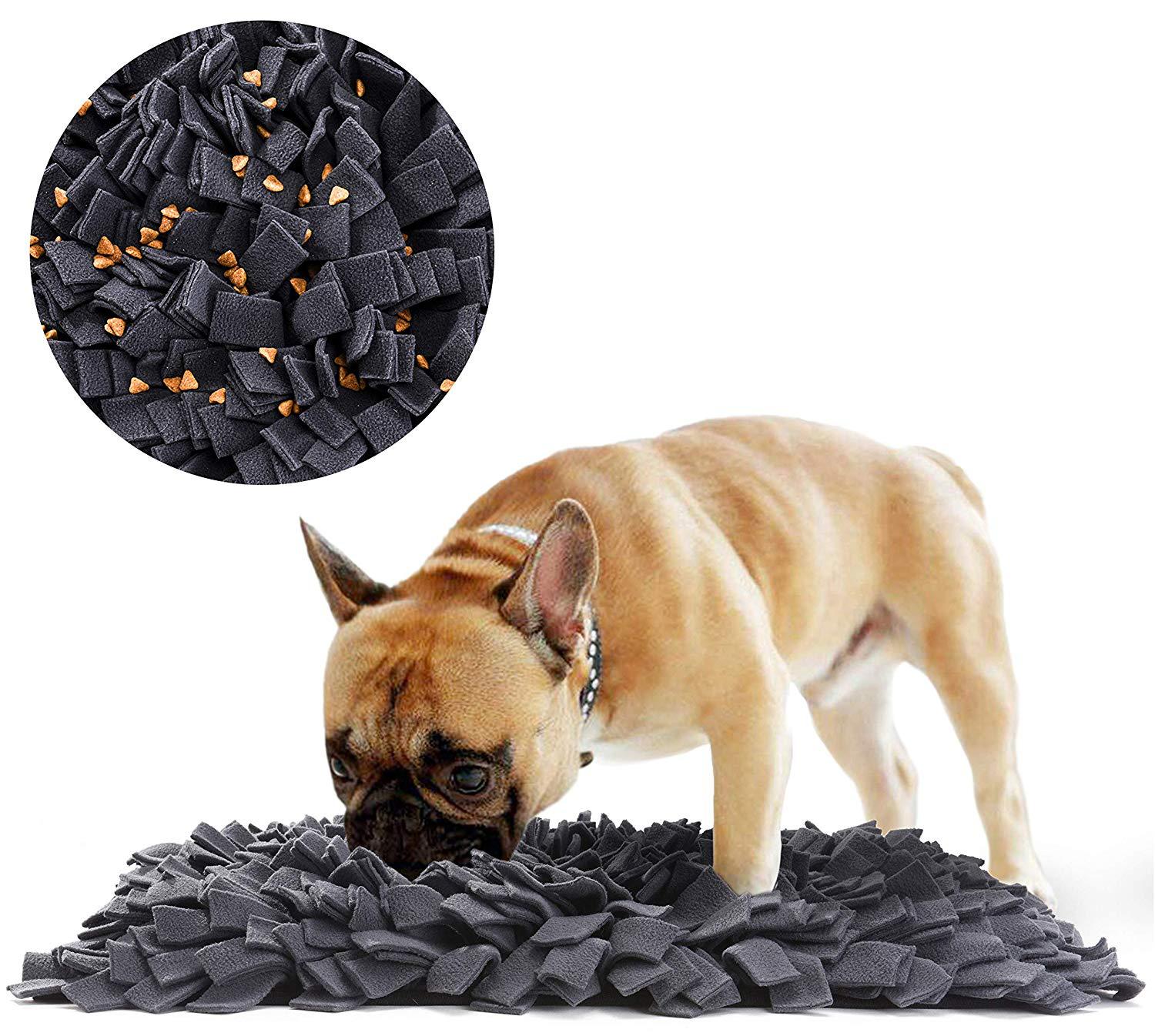 KFX-1939133 Pet Sniffing Mat for Training and Slow Feeding - Flannel Puzzle Blanket in Gray-Yellow, Black, Gray