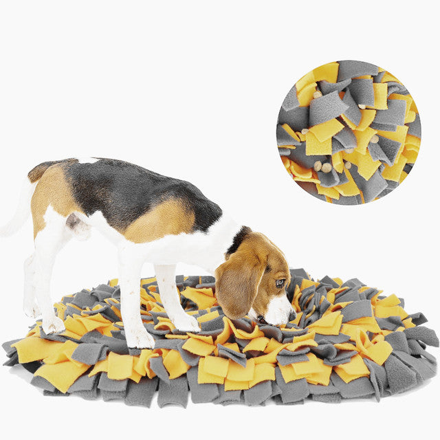 KFX-1939133 Pet Sniffing Mat for Training and Slow Feeding - Flannel Puzzle Blanket in Gray-Yellow, Black, Gray