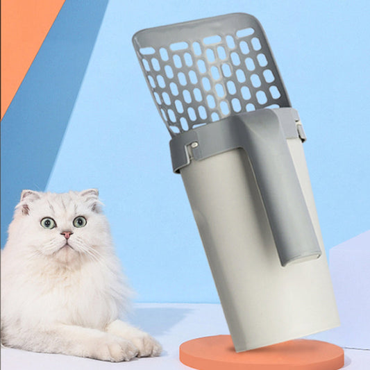KFX-1939901 Integrated Cat Litter Shovel with Storage Box and Handle, Easy Cat Litter Disposal