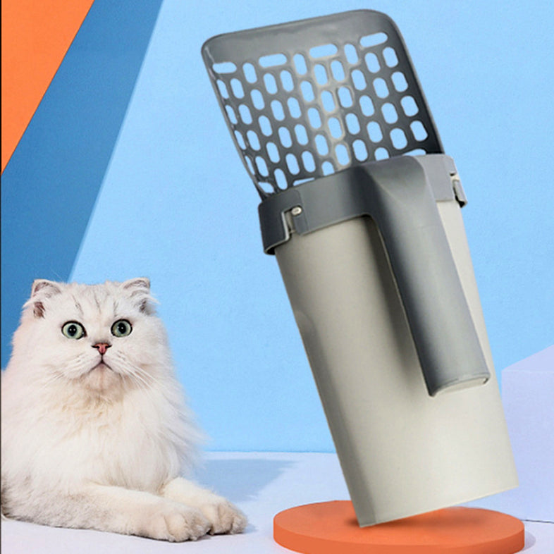 KFX-1939901 Integrated Cat Litter Shovel with Storage Box and Handle, Easy Cat Litter Disposal