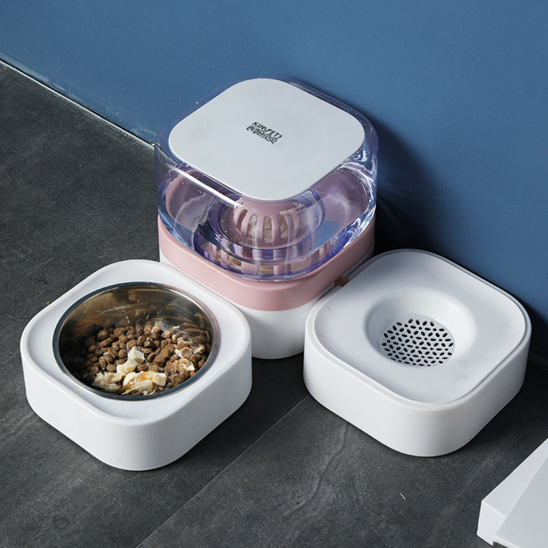 KFX-1940157 Automatic Cat Water Dispenser with Multiple Bowls, Non-Wet Mouth Design, Compact Size in Gray, Pink, Blue, and Green