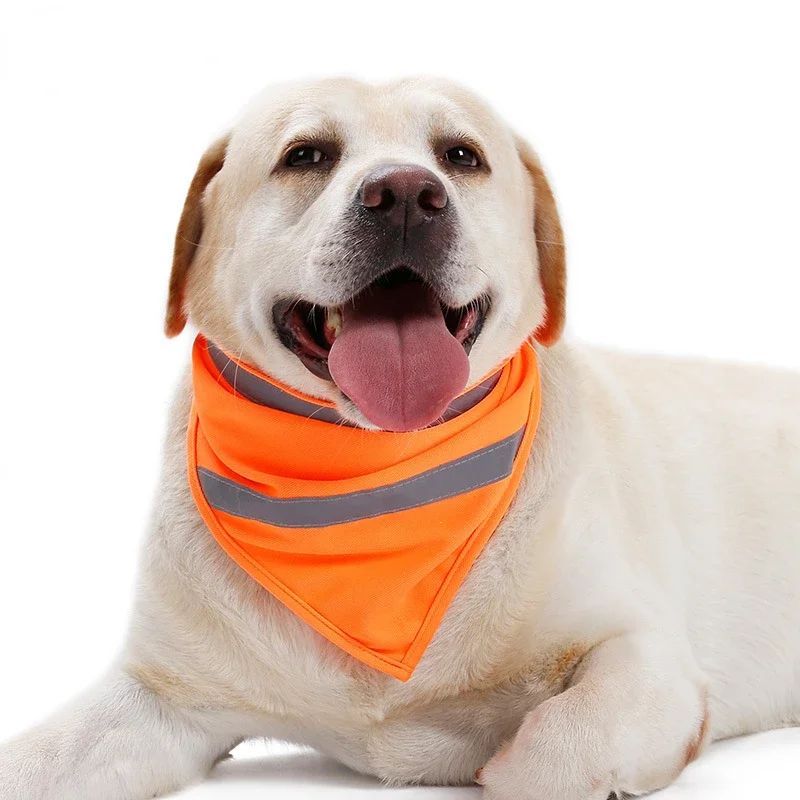 KFX-1941693 Reflective Dog Bandana in Bright Colors - Lightweight Polyester Scarf for Safety and Visibility