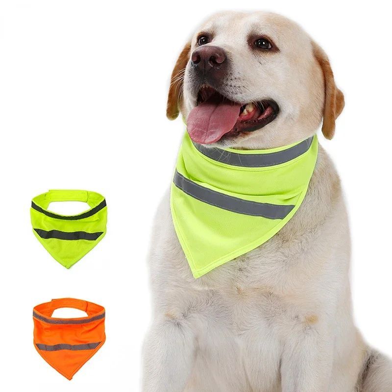 KFX-1941693 Reflective Dog Bandana in Bright Colors - Lightweight Polyester Scarf for Safety and Visibility