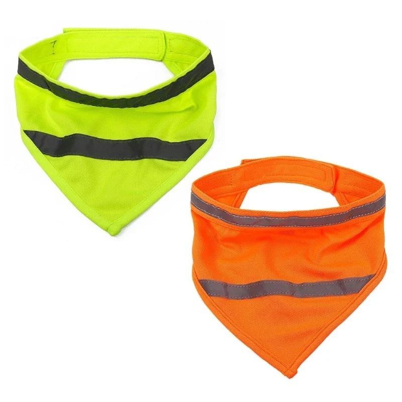 KFX-1941693 Reflective Dog Bandana in Bright Colors - Lightweight Polyester Scarf for Safety and Visibility
