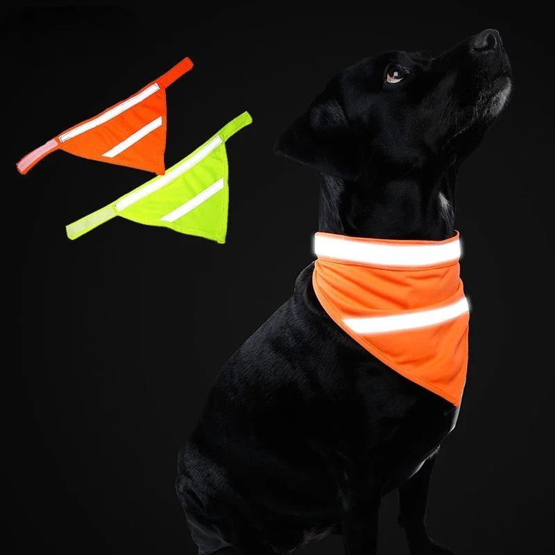 KFX-1941693 Reflective Dog Bandana in Bright Colors - Lightweight Polyester Scarf for Safety and Visibility