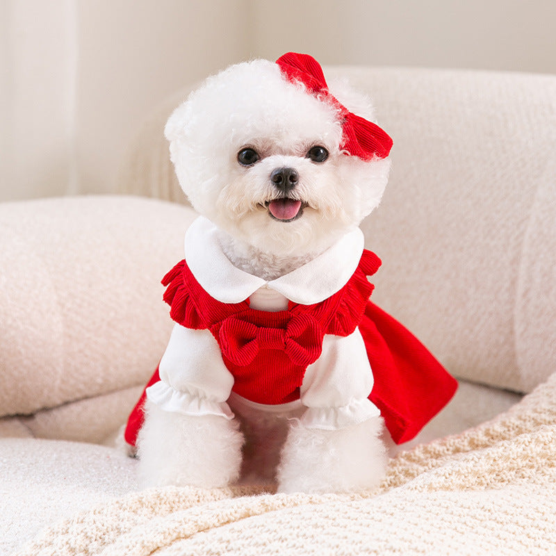 KFX-1942461 Puppy New Year Princess Costume in Red Corduroy – Size XS to XL Available