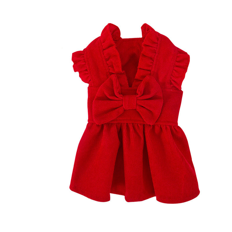 KFX-1942461 Puppy New Year Princess Costume in Red Corduroy – Size XS to XL Available