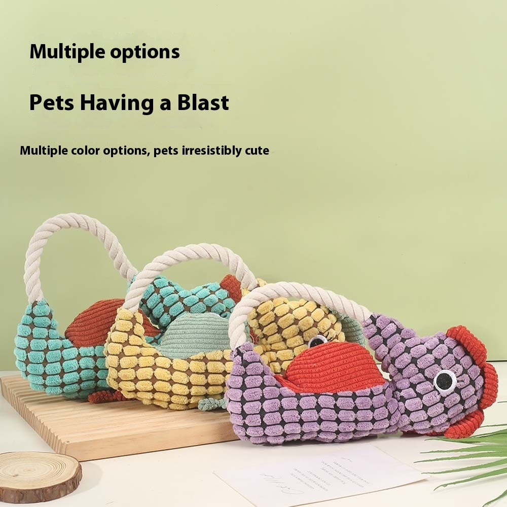 KFX-1943741 Pineapple Velvet Plush Seahorse Pet Toy - Long Lasting Molar Fabric Sound, Available in Yellow, Green, Purple