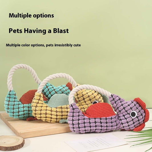 KFX-1943741 Pineapple Velvet Plush Seahorse Pet Toy - Long Lasting Molar Fabric Sound, Available in Yellow, Green, Purple
