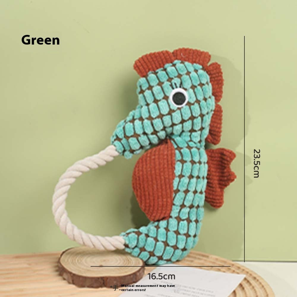 KFX-1943741 Pineapple Velvet Plush Seahorse Pet Toy - Long Lasting Molar Fabric Sound, Available in Yellow, Green, Purple