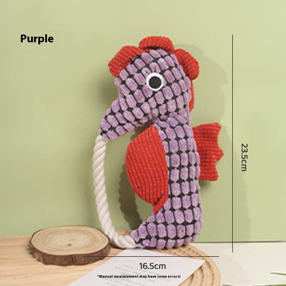 KFX-1943741 Pineapple Velvet Plush Seahorse Pet Toy - Long Lasting Molar Fabric Sound, Available in Yellow, Green, Purple