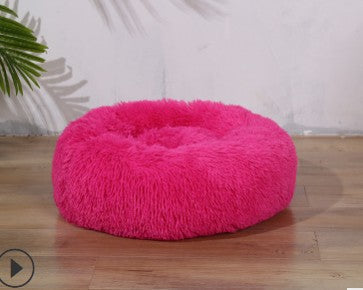 KFX-1944125 Plush Round Nest for Cats and Dogs - Soft Cloth Pet Bed in Various Colors and Sizes