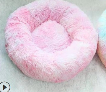 KFX-1944125 Plush Round Nest for Cats and Dogs - Soft Cloth Pet Bed in Various Colors and Sizes