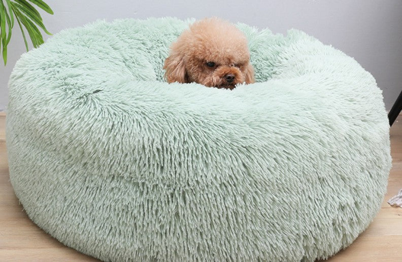 KFX-1944125 Plush Round Nest for Cats and Dogs - Soft Cloth Pet Bed in Various Colors and Sizes