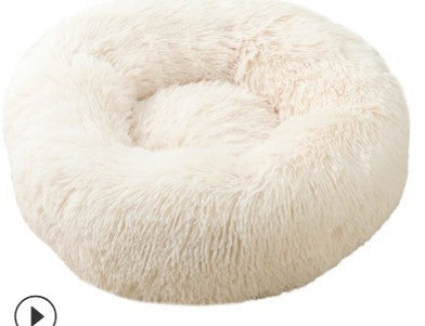 KFX-1944125 Plush Round Nest for Cats and Dogs - Soft Cloth Pet Bed in Various Colors and Sizes