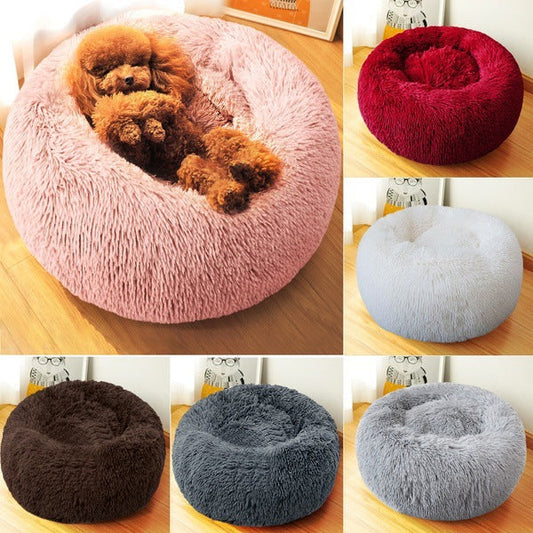 KFX-1944125 Plush Round Nest for Cats and Dogs - Soft Cloth Pet Bed in Various Colors and Sizes