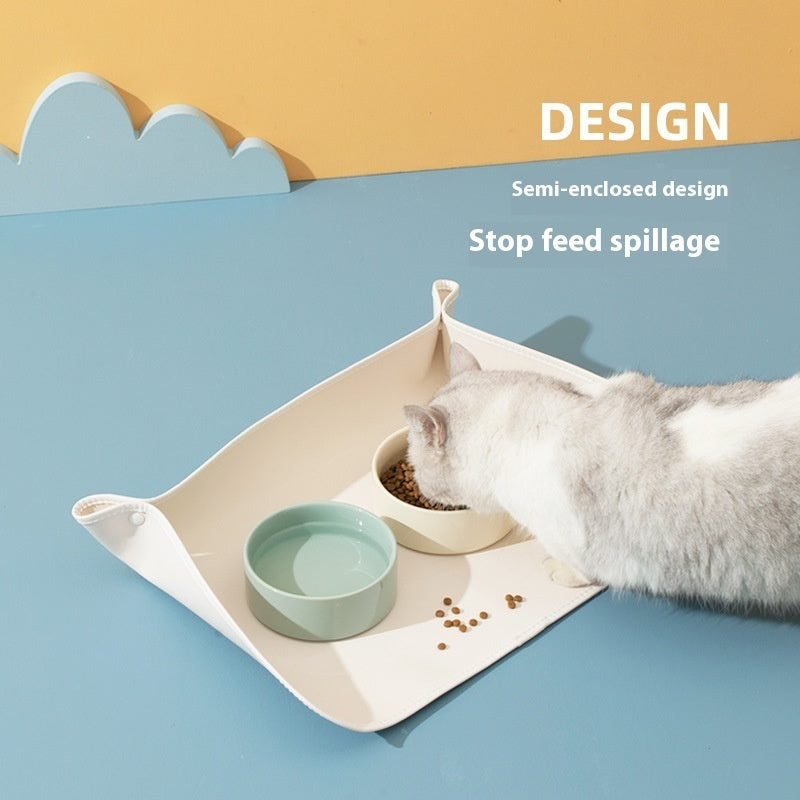 KFX-1944253 Cat Feeding Mat in Leather - Small (49x34cm) & Large (53x38cm) Options