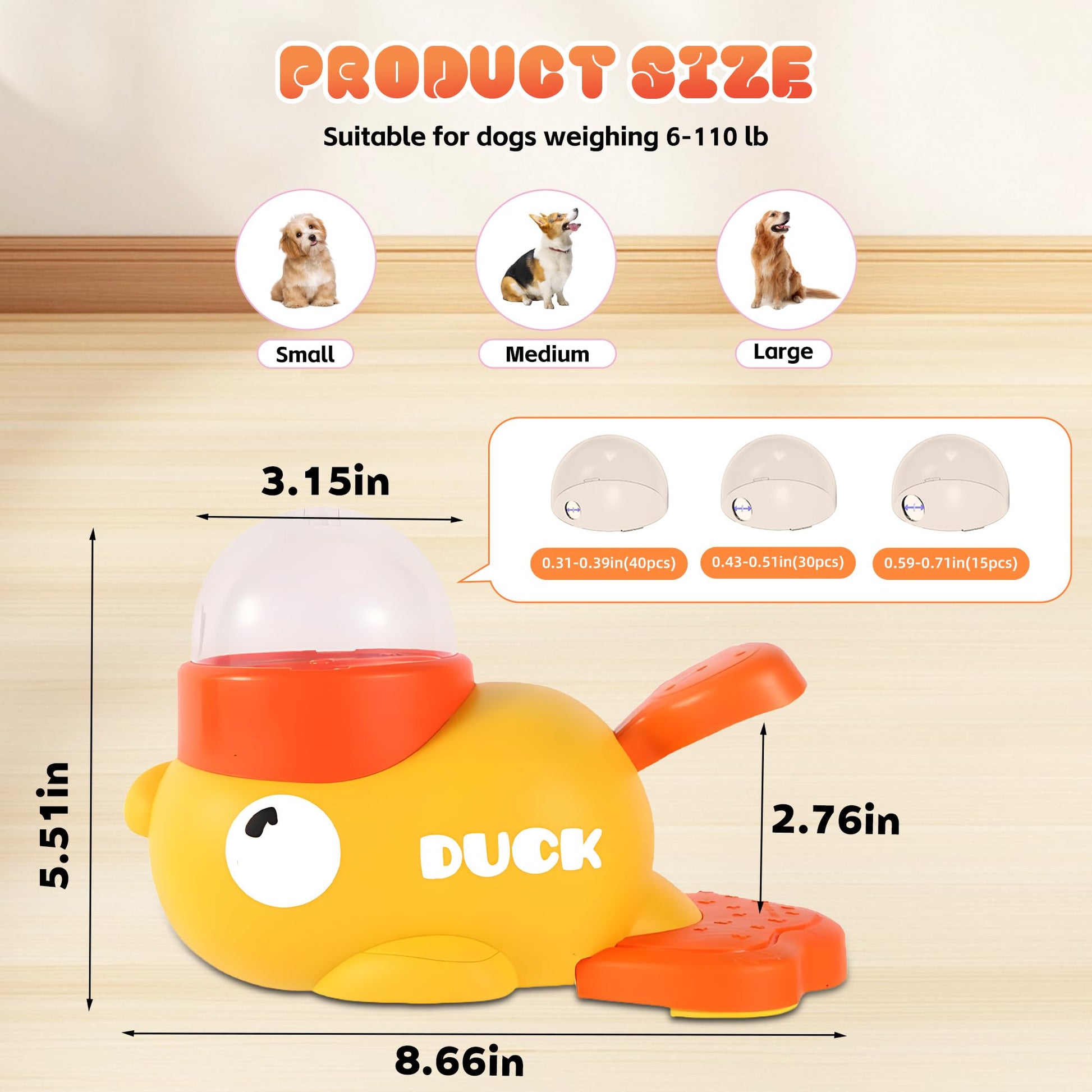 KFX-1944893 Interactive Duck Shape Dog Treat Dispenser for Mental Stimulation and Slow Feeding for Small to Medium Pets