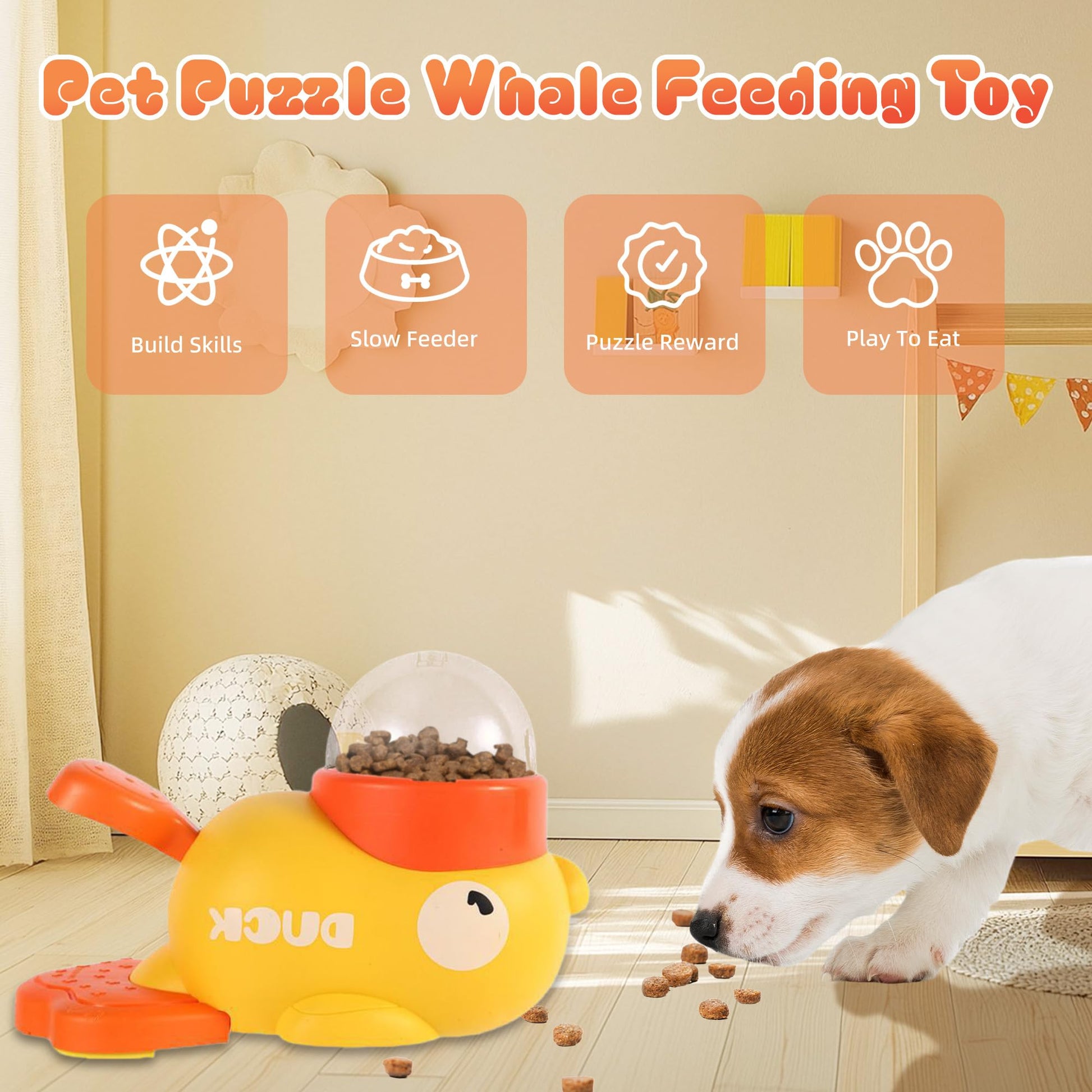 KFX-1944893 Interactive Duck Shape Dog Treat Dispenser for Mental Stimulation and Slow Feeding for Small to Medium Pets