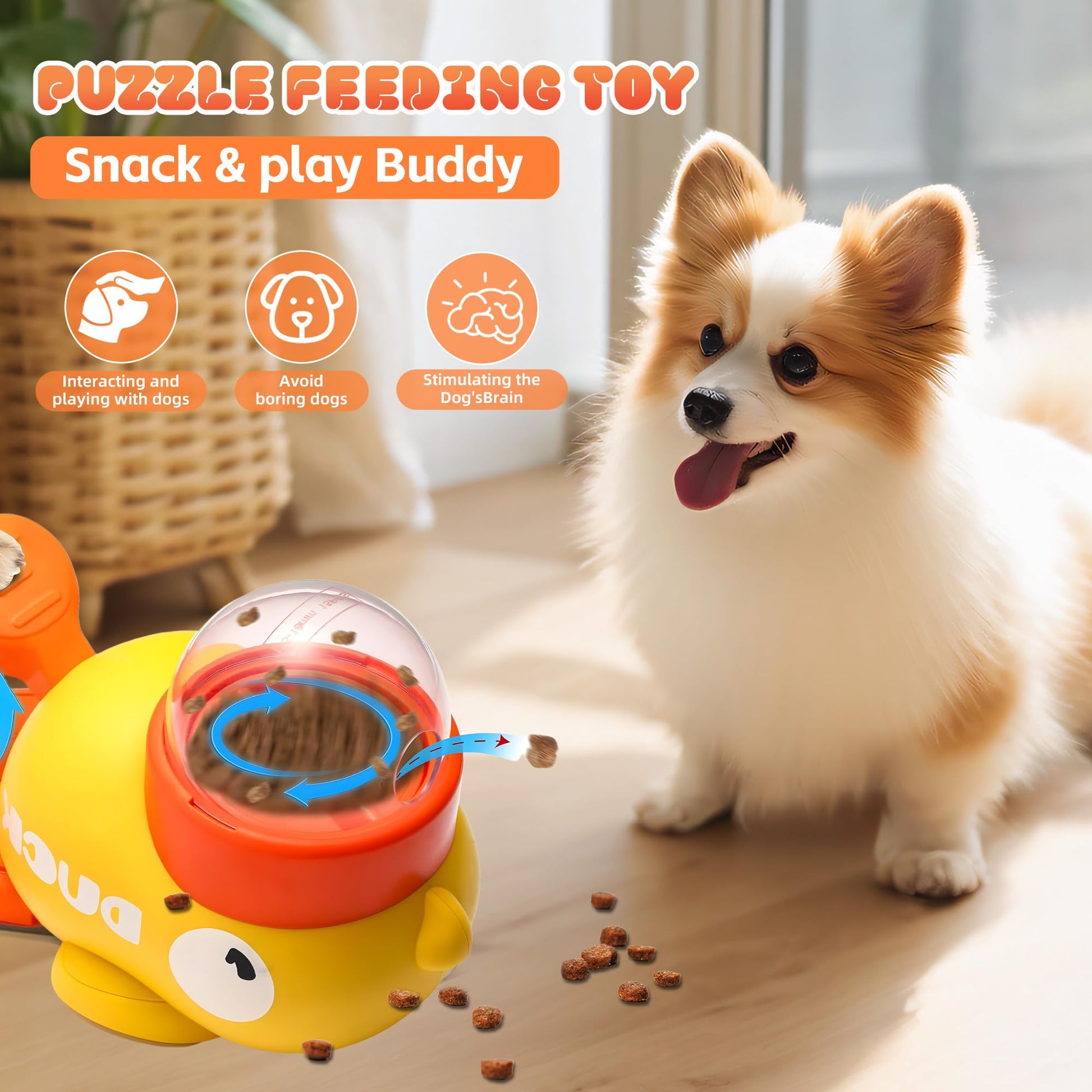 KFX-1944893 Interactive Duck Shape Dog Treat Dispenser for Mental Stimulation and Slow Feeding for Small to Medium Pets