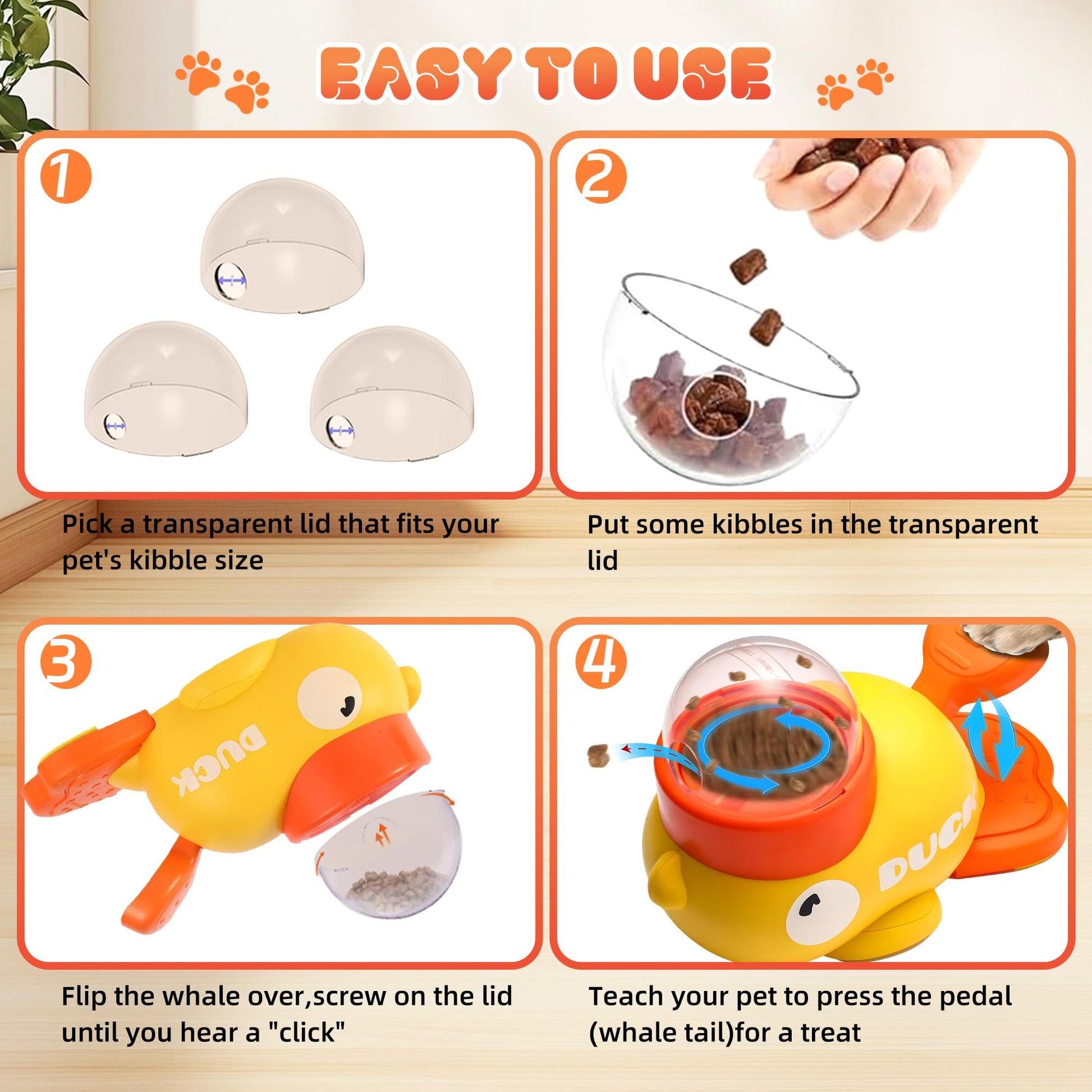 KFX-1944893 Interactive Duck Shape Dog Treat Dispenser for Mental Stimulation and Slow Feeding for Small to Medium Pets