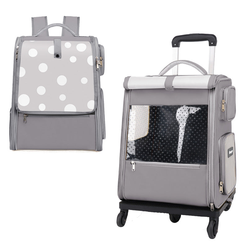 KFX-1946301 Portable Multifunctional Cat Luggage with Dots Pattern - Medium Canvas Pet Bag for Pets up to 7.5kg