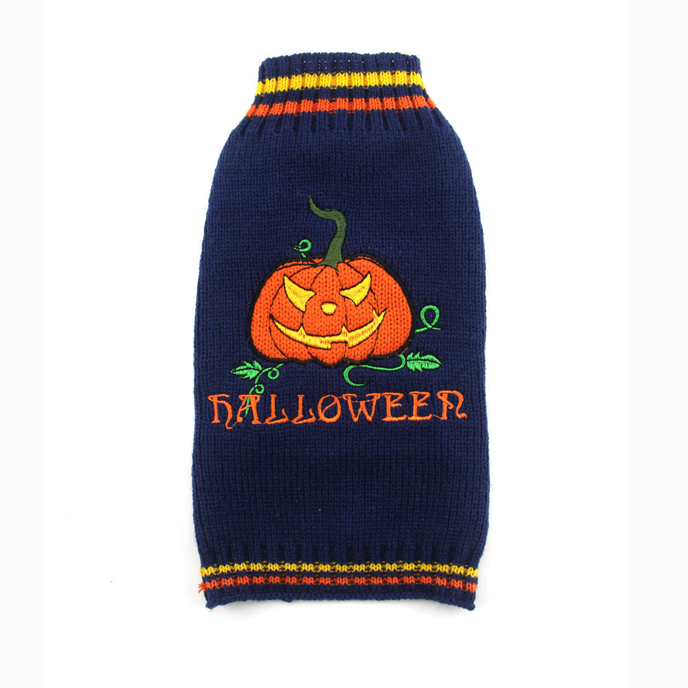 KFX-1947837 Cozy Pumpkin Sweater for Dogs - Halloween Pet Clothing in Various Sizes and Designs