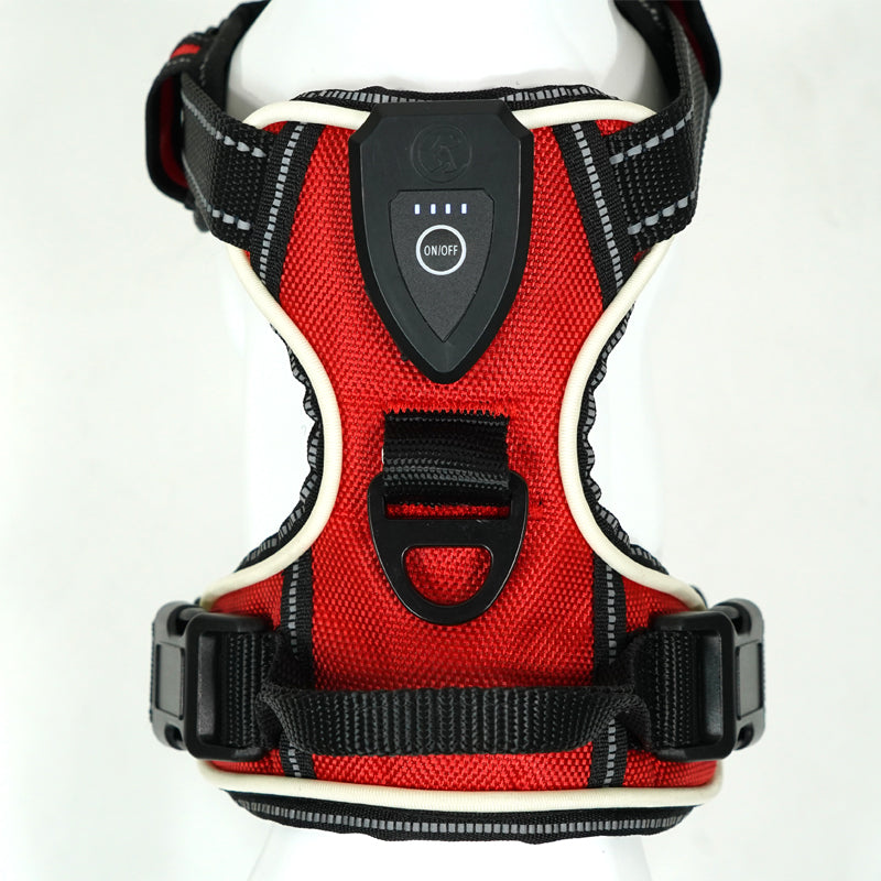 KFX-1949117 Adjustable Dog GPS LED Light Chest Strap with USB Charging - Available in Black, Red, Green (Sizes S/M/L/XL)