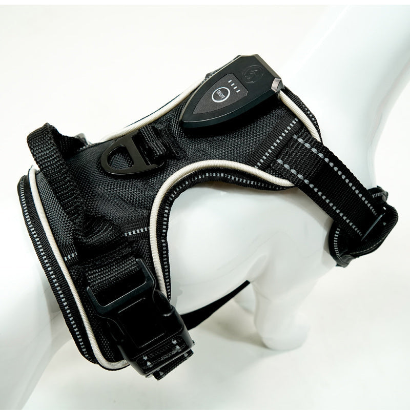 KFX-1949117 Adjustable Dog GPS LED Light Chest Strap with USB Charging - Available in Black, Red, Green (Sizes S/M/L/XL)