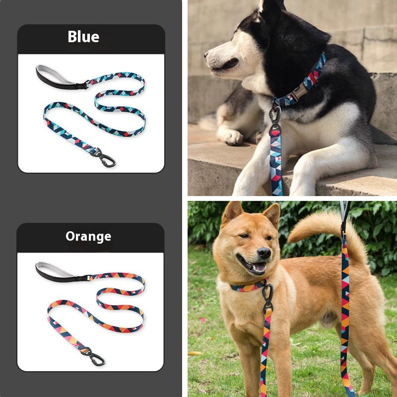 KFX-1949629 Reflective Hand-Held Rope Anti-Lost Dog Leash - Durable Nylon Design, Available in Orange and Blue