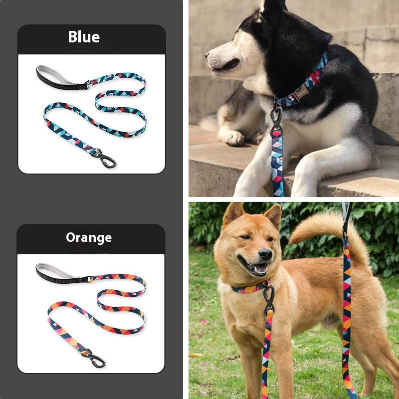 KFX-1949629 Reflective Hand-Held Rope Anti-Lost Dog Leash - Durable Nylon Design, Available in Orange and Blue