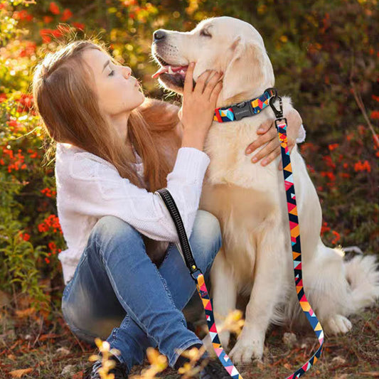 KFX-1949629 Reflective Hand-Held Rope Anti-Lost Dog Leash - Durable Nylon Design, Available in Orange and Blue