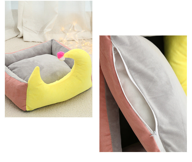 KFX-1949885 Cozy Suede Moon Pet Nest for Cats and Small Dogs