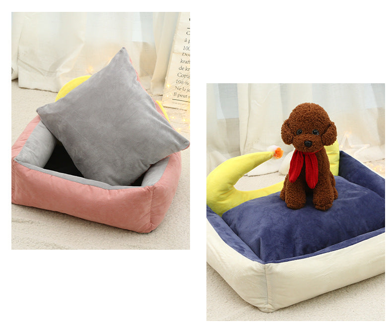 KFX-1949885 Cozy Suede Moon Pet Nest for Cats and Small Dogs