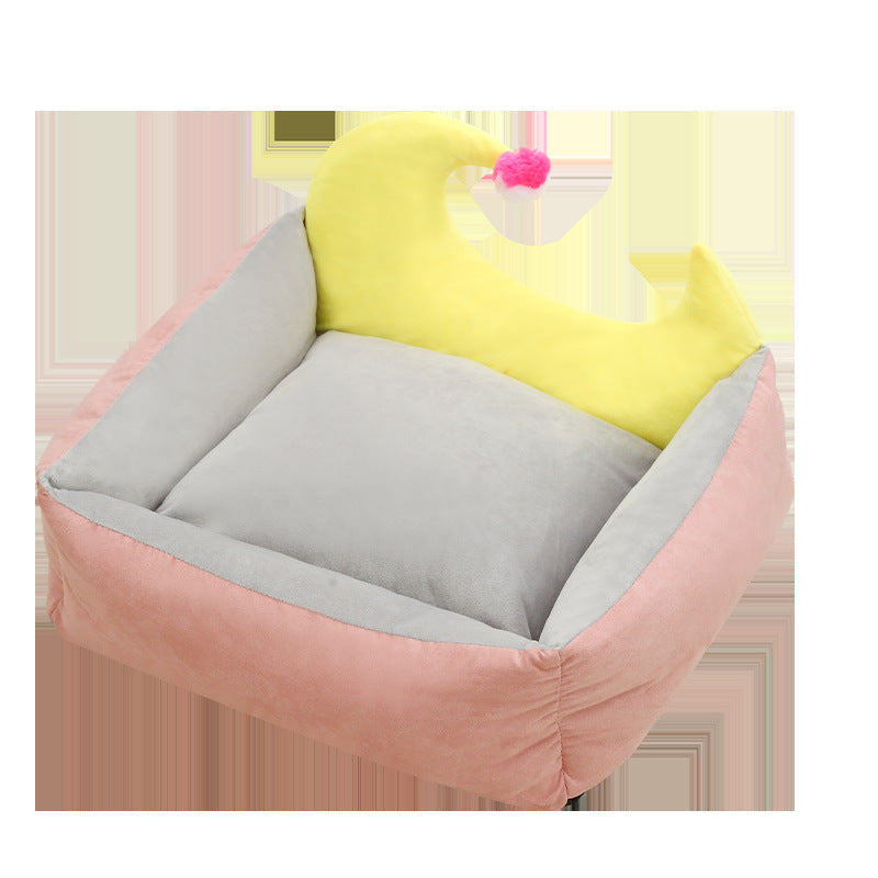 KFX-1949885 Cozy Suede Moon Pet Nest for Cats and Small Dogs